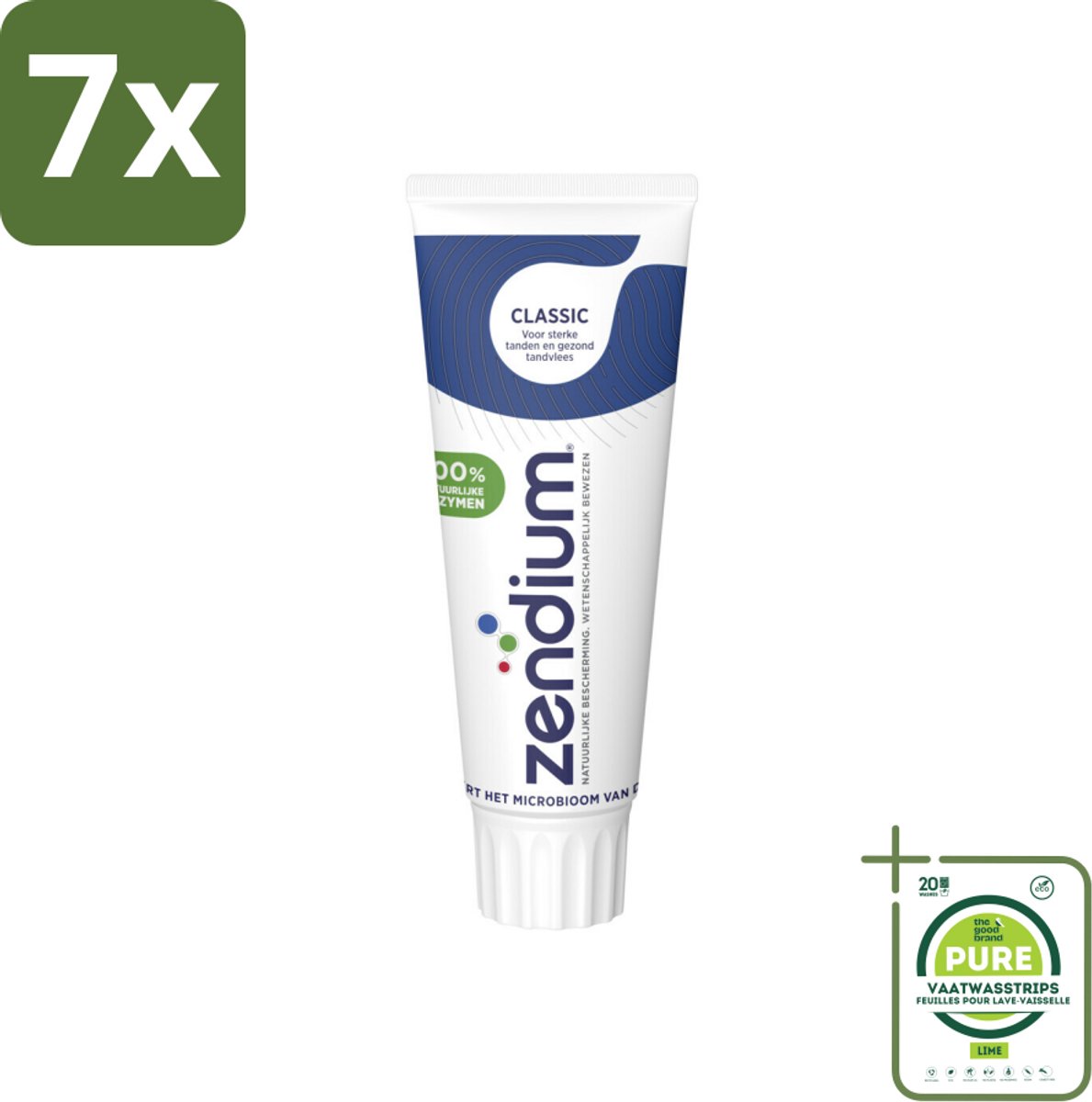 7 x Zendium Tandpasta Classic 75 ml - Grootverpakking - Tandpasta - Natuurlijke Enzymen - Gezond Microbioom - Fluoride - Gaatjes