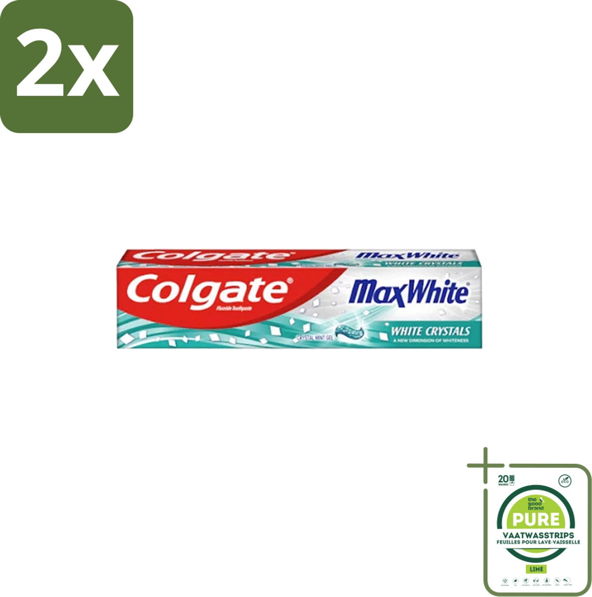 Colgate - Max White - Whitening Crystals - Tandpasta - 100ml - Voordeelverpakking - 2 stuks - Tandpasta - Witte tanden