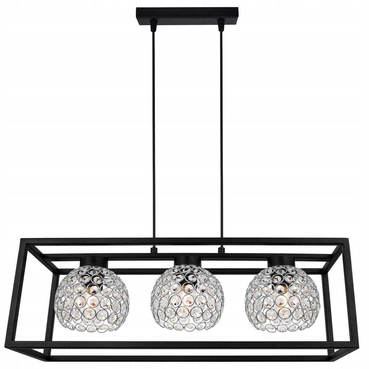 Luxe Hanglamp Kristal Kooi Zwart Chroom E27 3-lichts