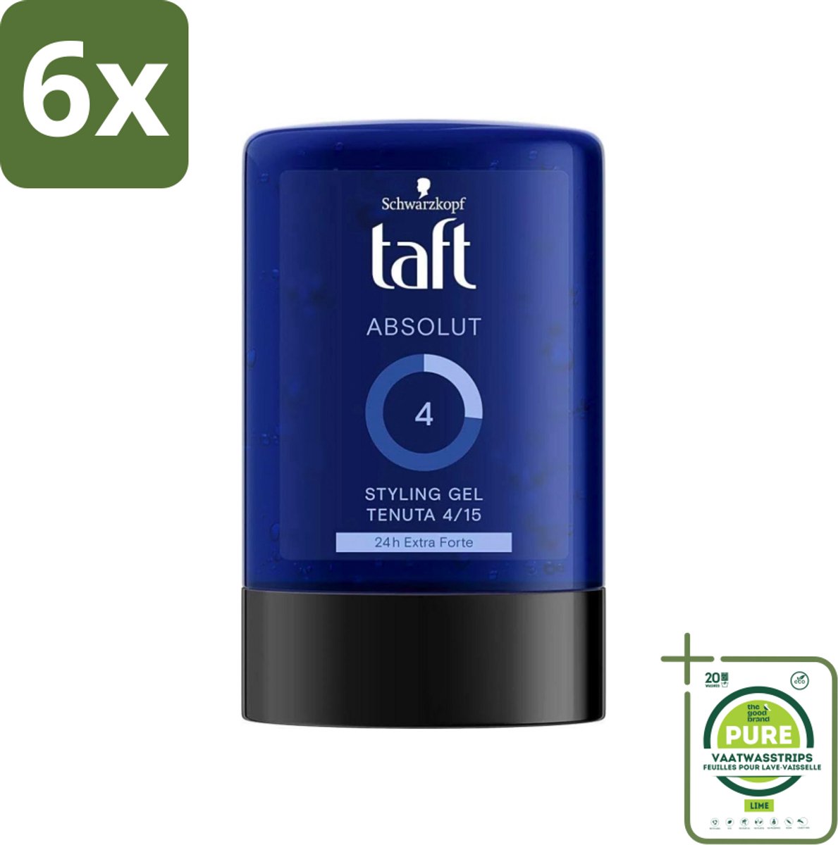 Schwarzkopf - Taft - Absolut Haargel - Mannen - Langdurige Hold - 300 ml - Voordeelverpakking - 6 stuks - Haargel mannen - Langdurige fixatie