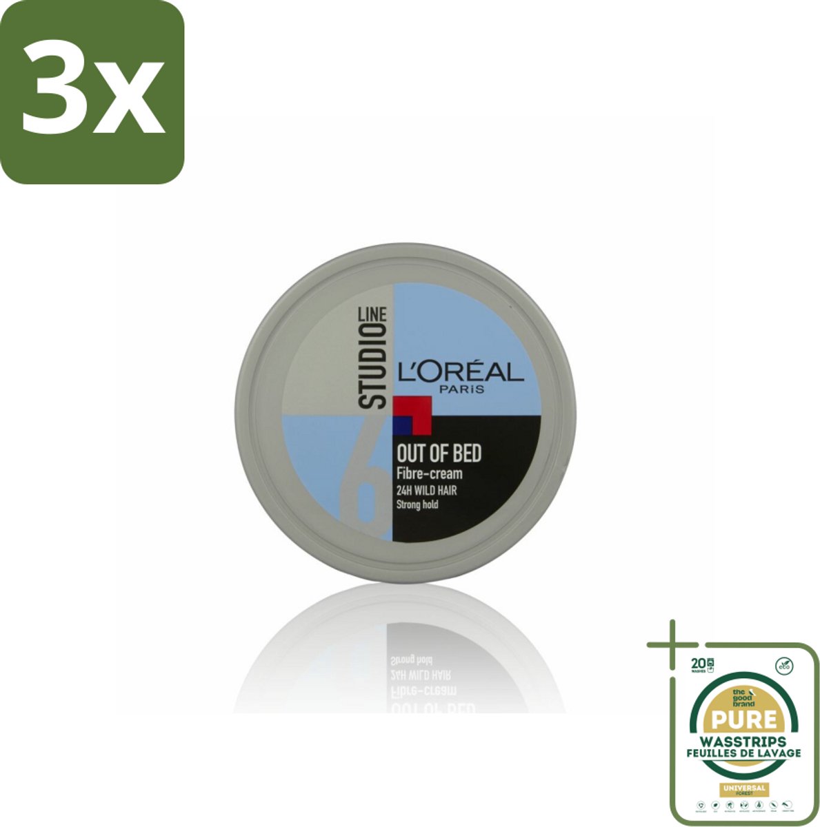 3 x L'Oréal Studio Line Special FX Out of Bed Fibre Cream 150 ml - Grootverpakking - Warrig Haar - Out Of Bed Look - Haar Styling - Haar Crème - Warrig Effect