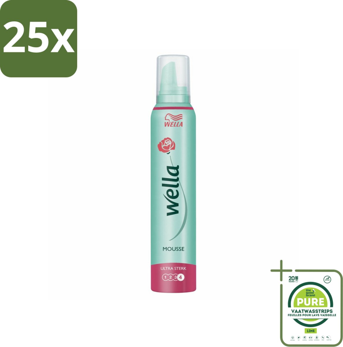 25 x Wella Ultra Sterk Haarmousse 200 ml - Grootverpakking - Haarversteviging - Flexibele Haarmousse - Langdurige Hold - UV Bescherming - Haarstijl