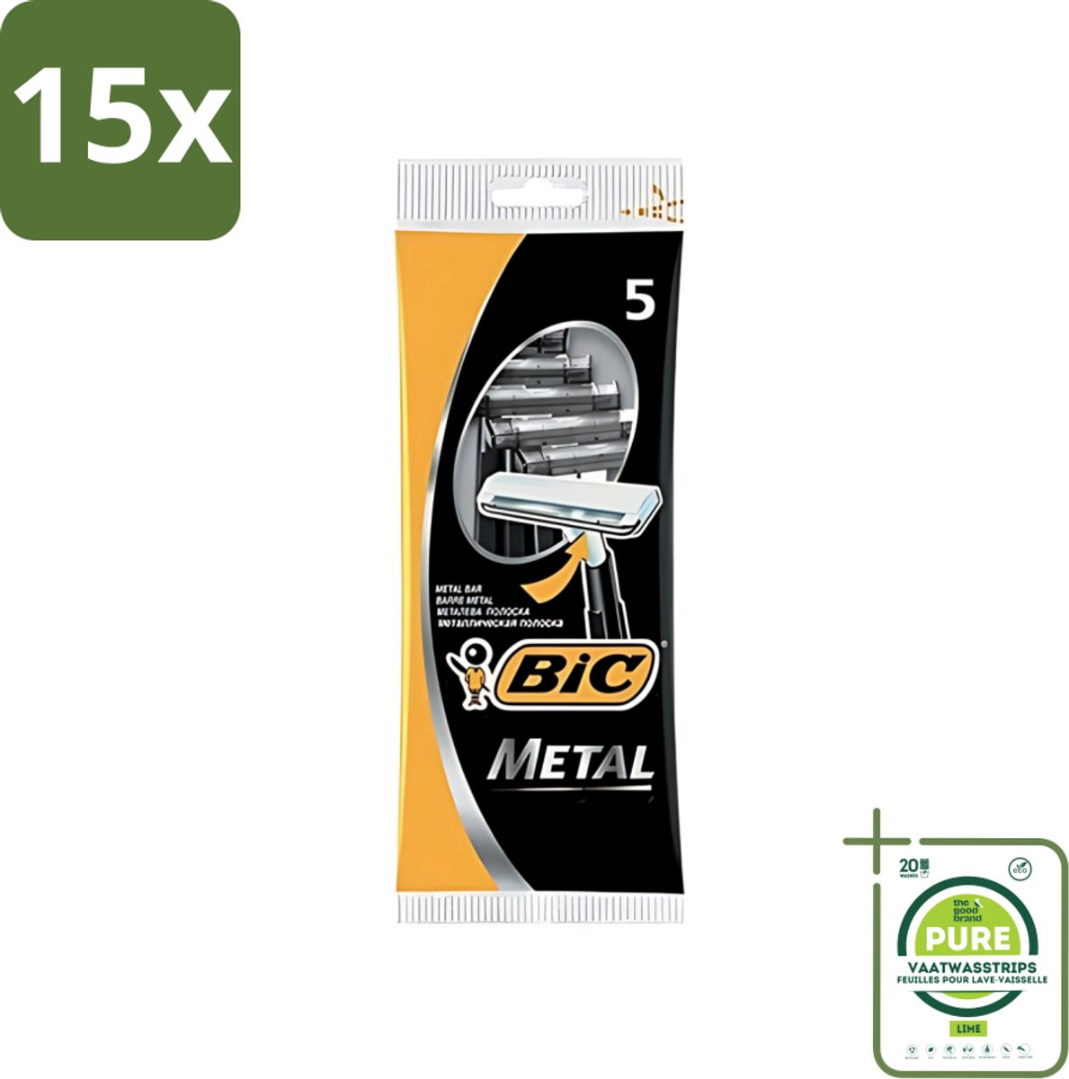 15 x Bic - Scheermesjes - Metaal - Enkel Mesje - Wegwerpmesjes - 5 Scheermesjes - Grootverpakking - Scheermesje - Wegwerpmesje - Roestvrij Staal - Enkel Mesje - Precisie Scheren
