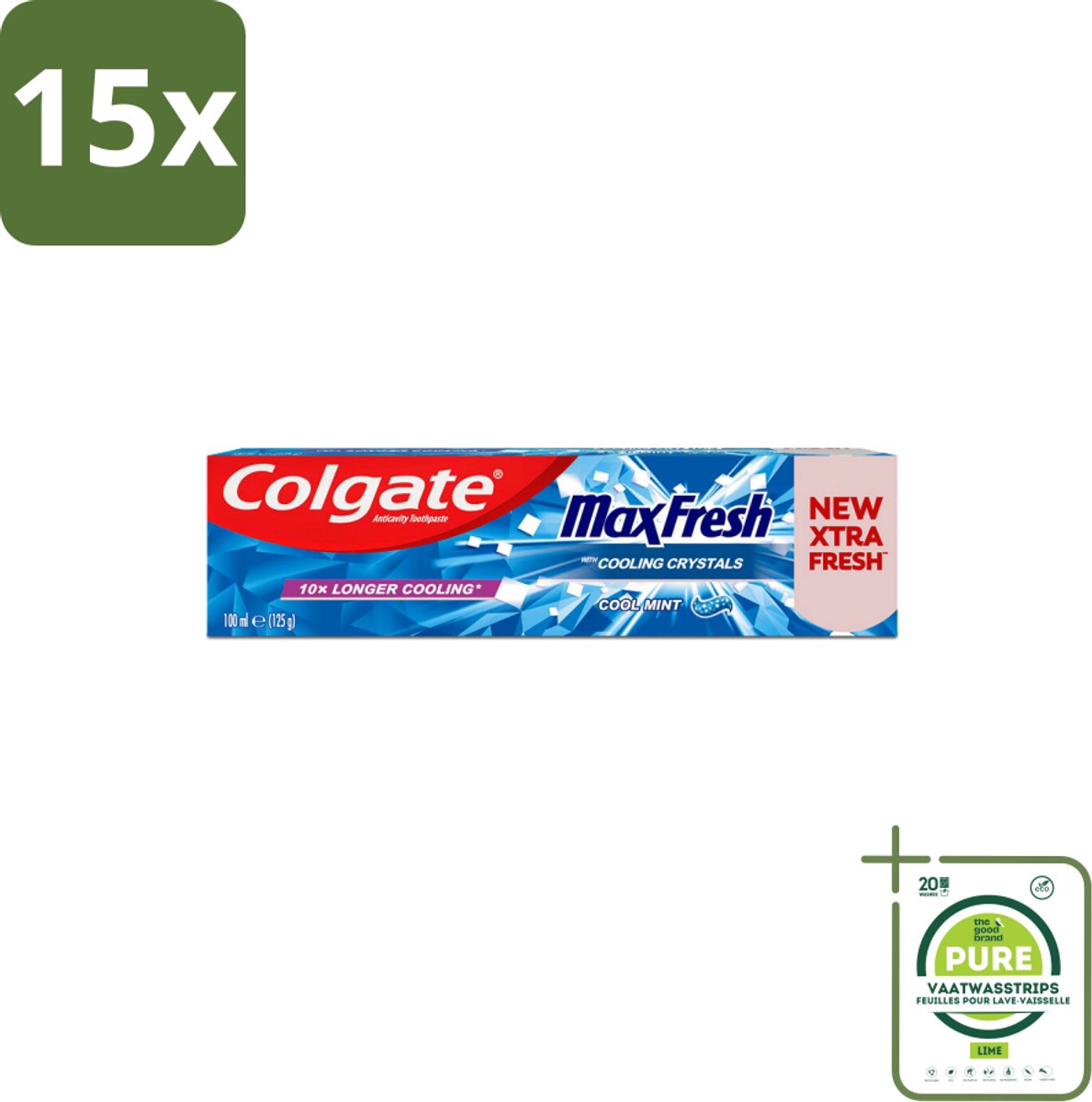 15 x Colgate Tandpasta Maxfresh Coolmint 100 ml - Grootverpakking - Tandpasta - Frisse Adem - Mondhygiëne - Cariës Bestrijden - Tandplak Verwijderen