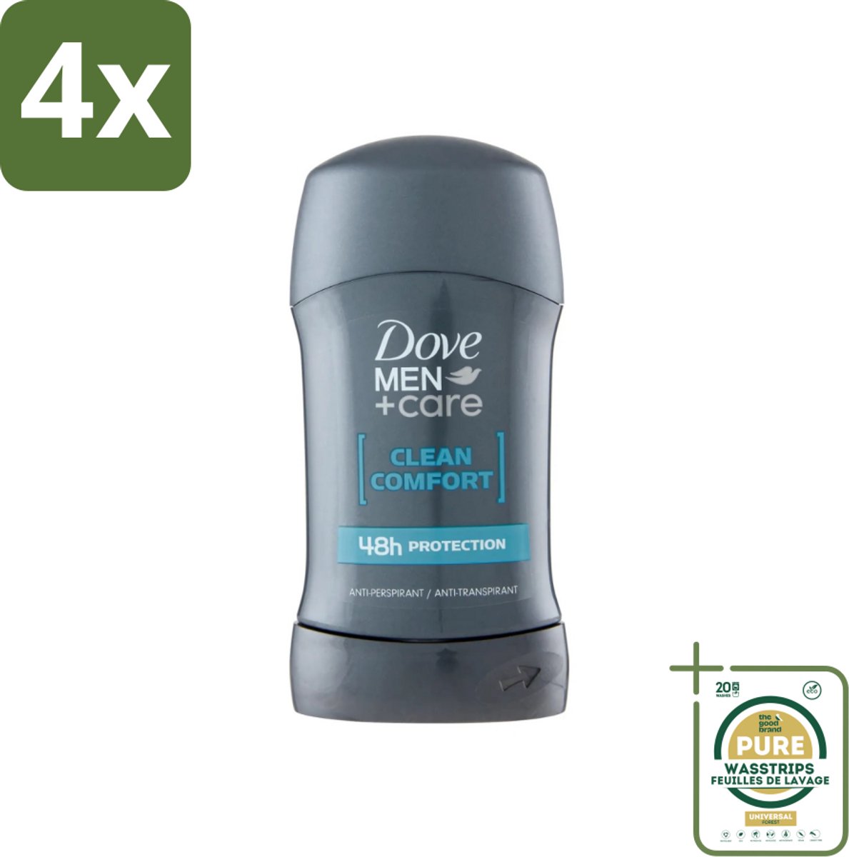 Dove - Deodorant - Stick Clean Comfort - Zachte bescherming - 50 ml - Voordeelverpakking - 4 stuks - Huidcomfort - 48 uur bescherming