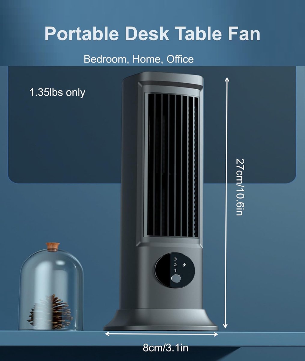 Torenventilator - Bladloze ventilator - Bureau koeling - Veilig bladloos ontwerp - 10 inch - Zwart – foto 4