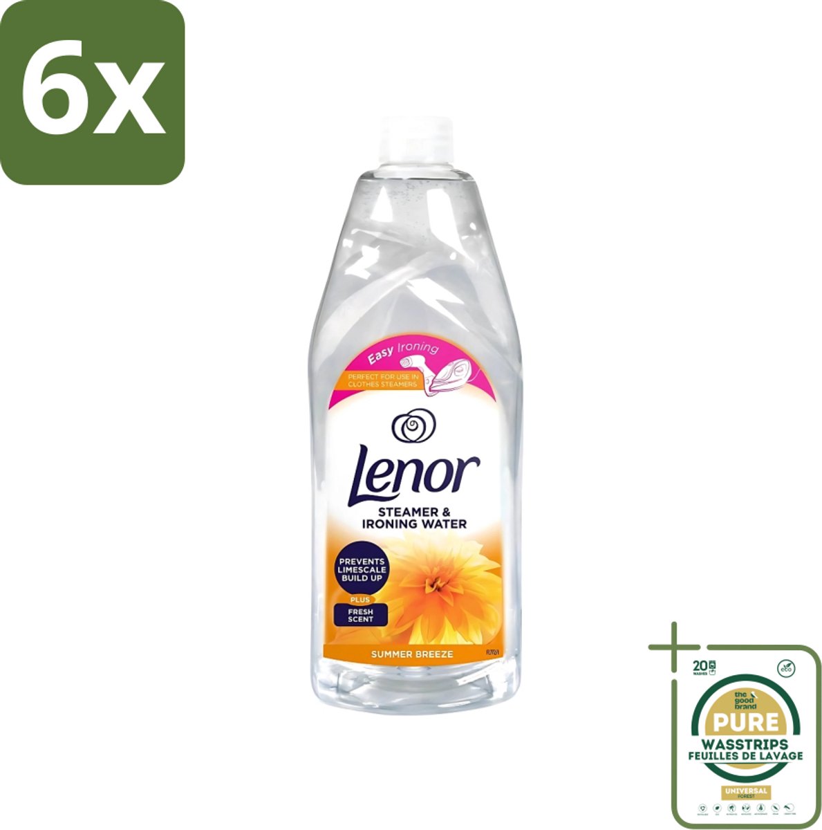 Lenor Strijkwater Summer Breeze 1 liter - Voordeelverpakking - 6 stuks - Textielverfrisser - Wasgoed geur