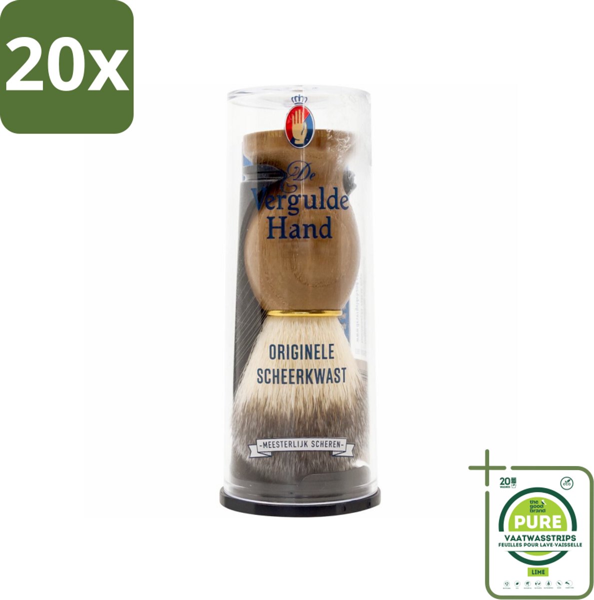 20 x Vergulde Hand Originele Scheerkwast - Grootverpakking - Scheerkwast - Scheerbeleving - Scheerzeep - Baardharen - Huidmassaging