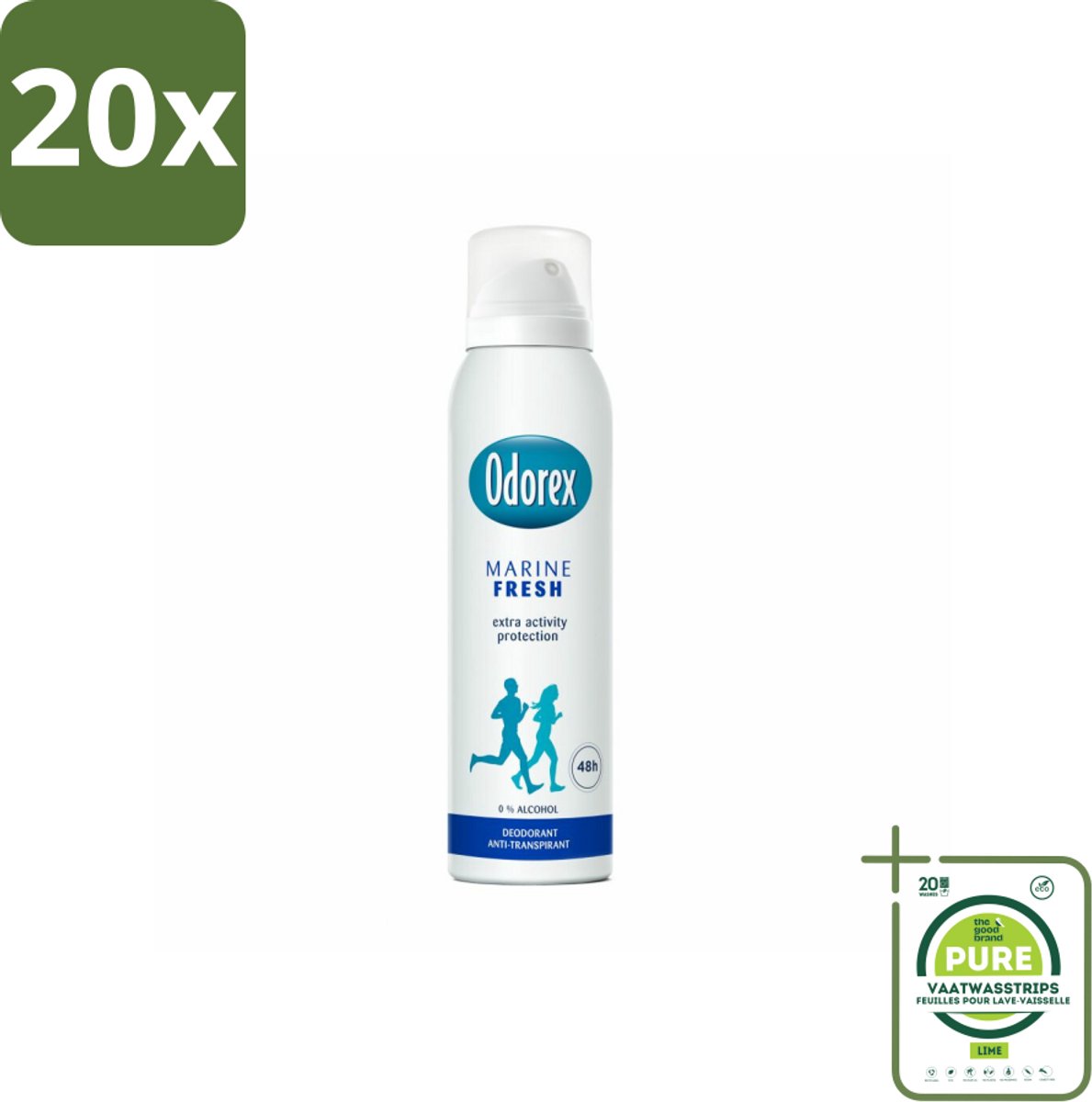 20 x Odorex Deodorant Spray Marine Fresh 150 ml - Grootverpakking - Marine Fris Deospray - Frisheid - Zweetbescherming - Maritieme Geur - Deodorant