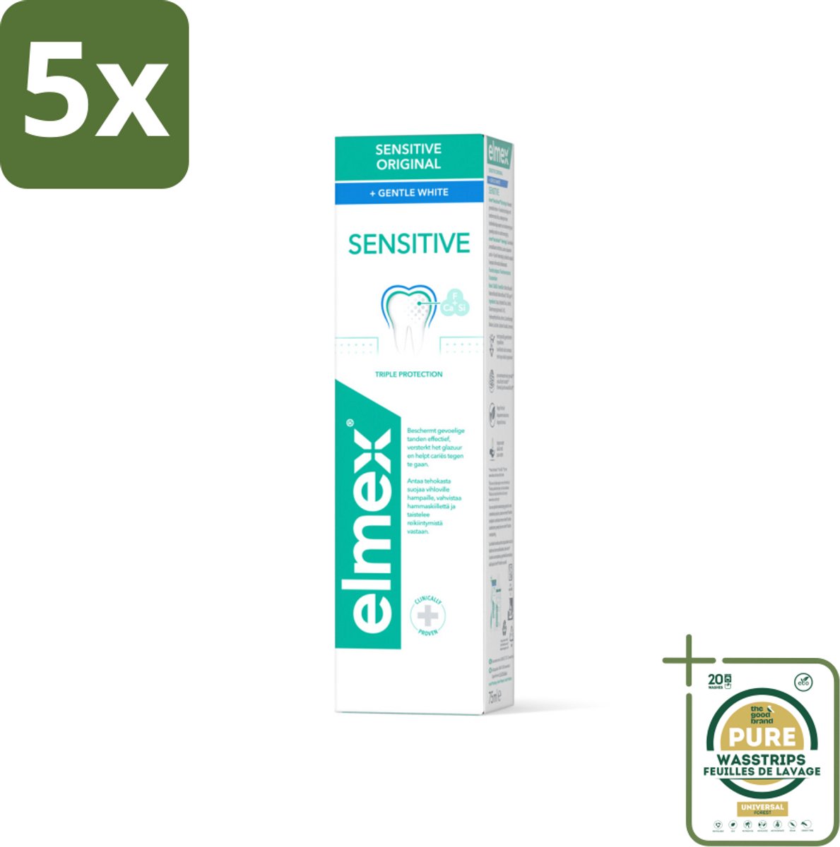 5 x Elmex Tandpasta Sensitive Gentle White 75 ml - Grootverpakking - Tandpasta - Mondhygiëne - Tanden - Tandvlees - Glimlach