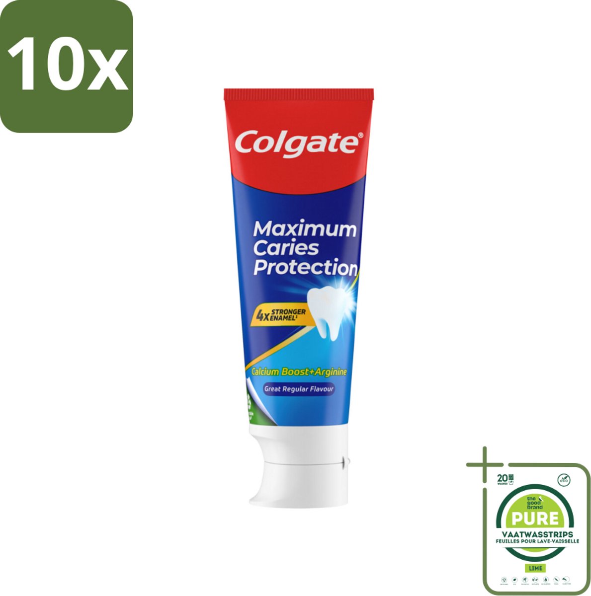 10 x Colgate Tandpasta Caries Protection 75 ml - Grootverpakking - Gaatjes - Tandbederf - Tandpasta - Cariës - Tanden Beschermen