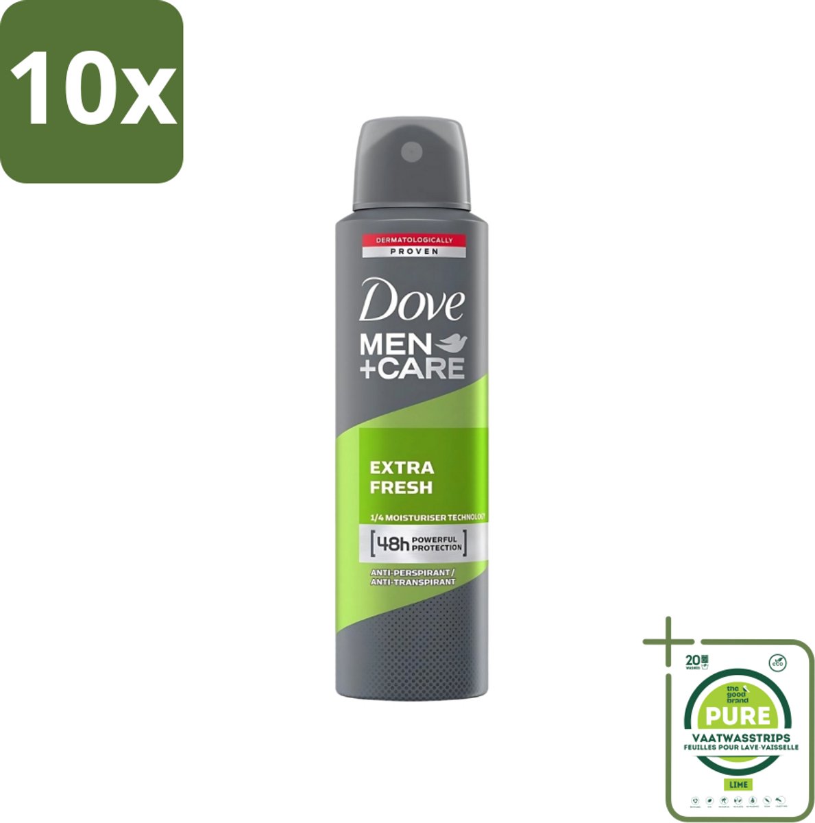 10 x Dove - Deodorant - Men Care Extra Fresh - Verfrissend en energiek - 48 uur bescherming - 250 ml - Grootverpakking - Dove Men Care Extra Fresh - Deodorant Voor Mannen - 48 Uur Bescherming - Verfrissend Deodorant - Energiek Gevoel