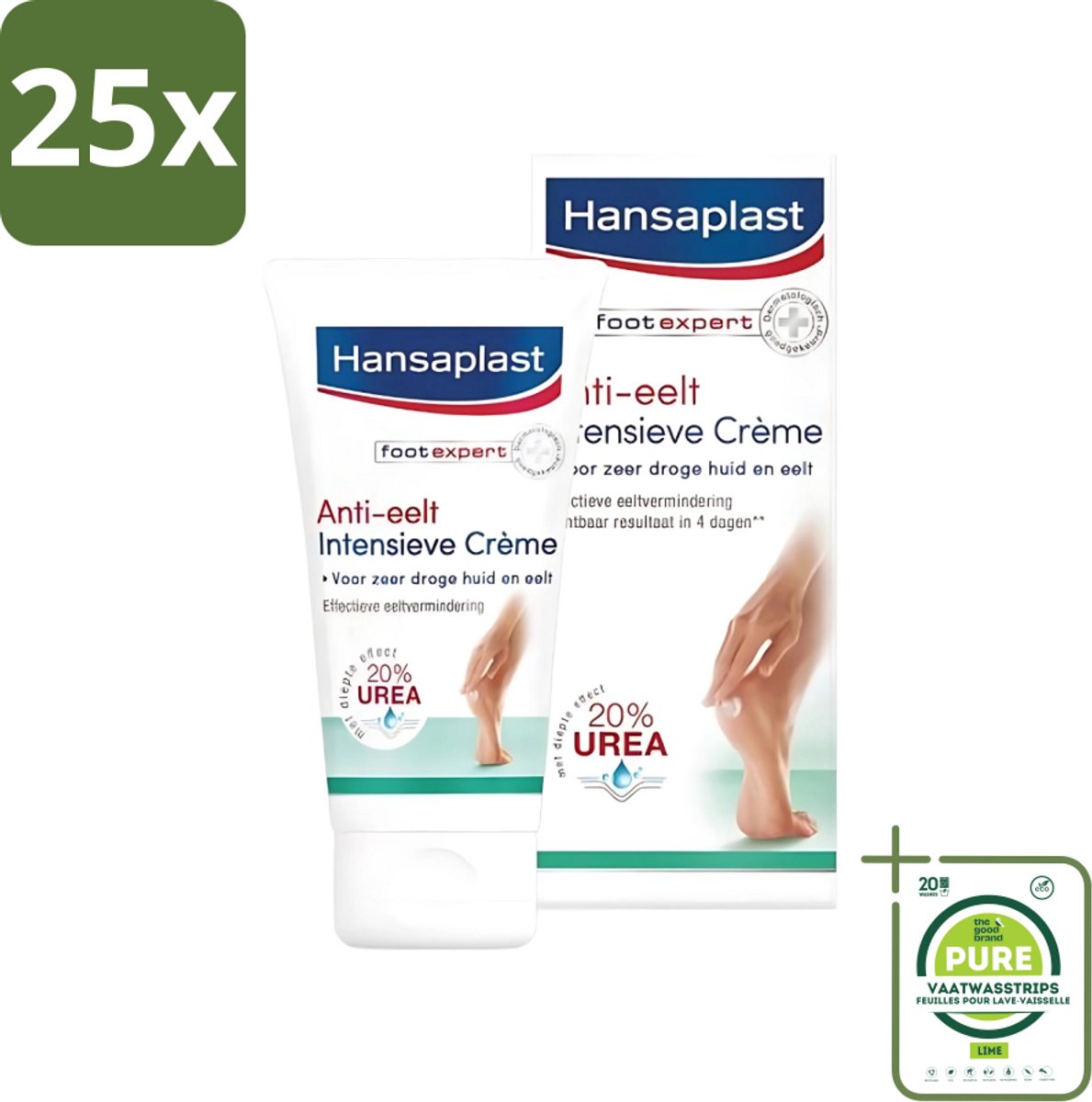 25 x Hansaplast Anti-Eelt Creme 75 ml - Grootverpakking - Anti Eelt Crème - Voetencrème - Voetverzorging - Droge Voeten - Eelt