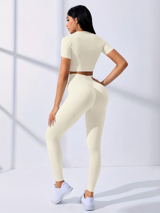 Currero Pilates Pak Dames - Yoga - Buttshaper - Gym - Fitness - Butt Lift - Bil Vergrotend - Heup Liftend - Yogakleding - Beige XS — afbeelding 3