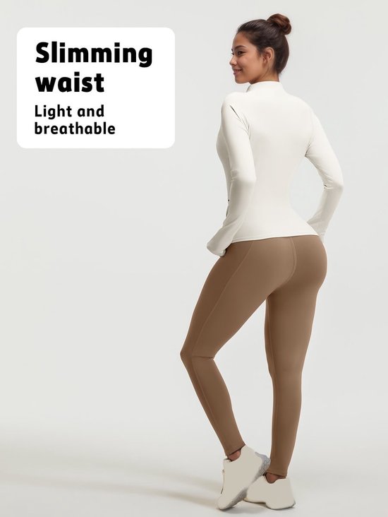 Currero Pilates Pak Dames - Yoga - Buttshaper - Gym - Fitness - Butt Lift - Bil Vergrotend - Heup Liftend - Yogakleding - Wit + Bruin XXS — afbeelding 4