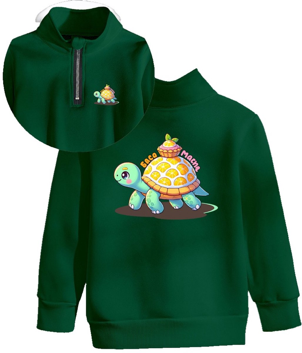 Currero Quarter Zip Jongens Sweater Met Rits Jumper Quarterzip Hoodie Jongen Warme Trui Vest Lang Coltrui 7 Jaar Groen