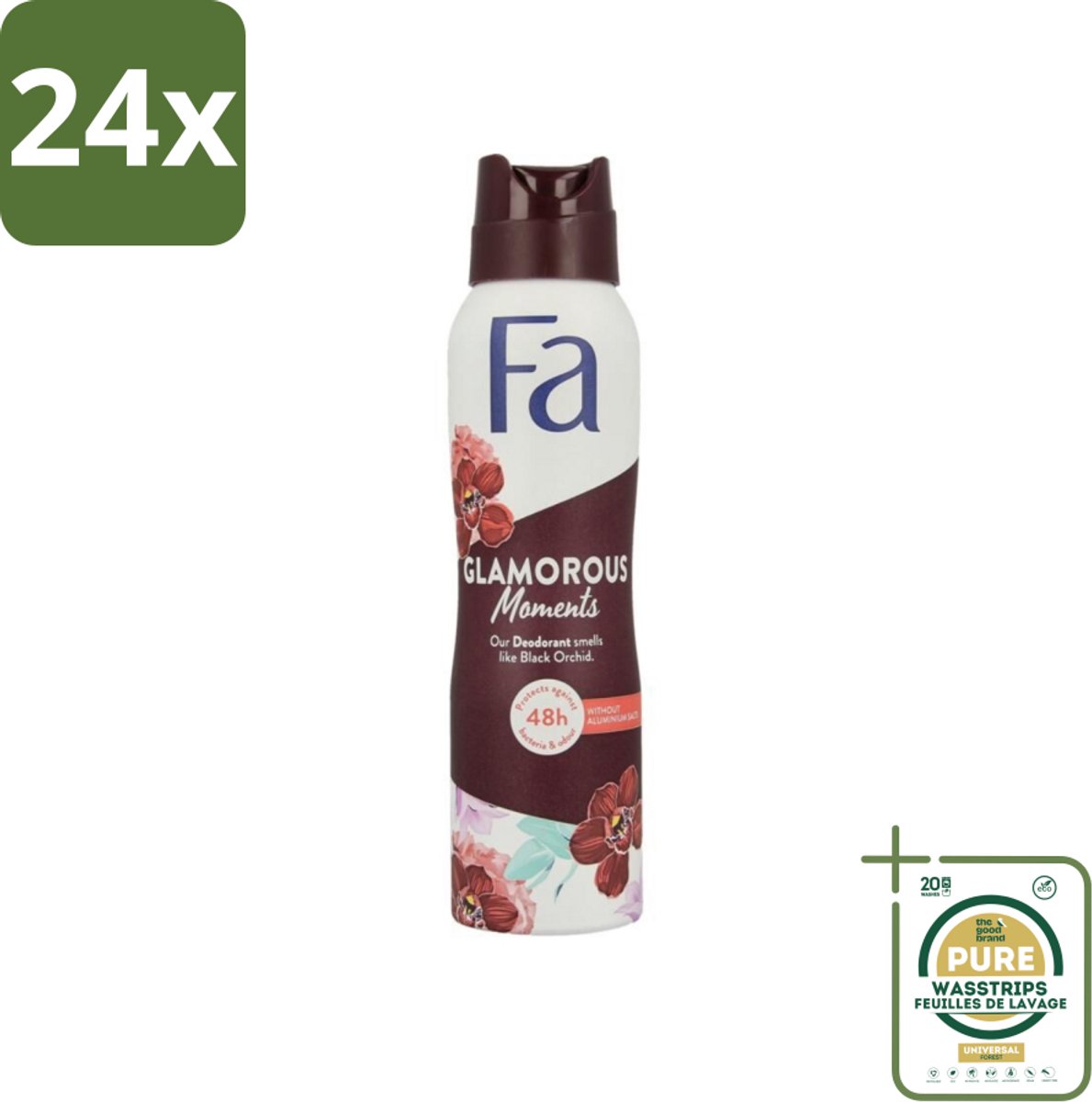 Fa - Glamorous Moments - Deodorant Spray - Zwarte Orchidee - 150 ml - Voordeelverpakking - 24 stuks - Vegan Deodorant - Langdurige bescherming