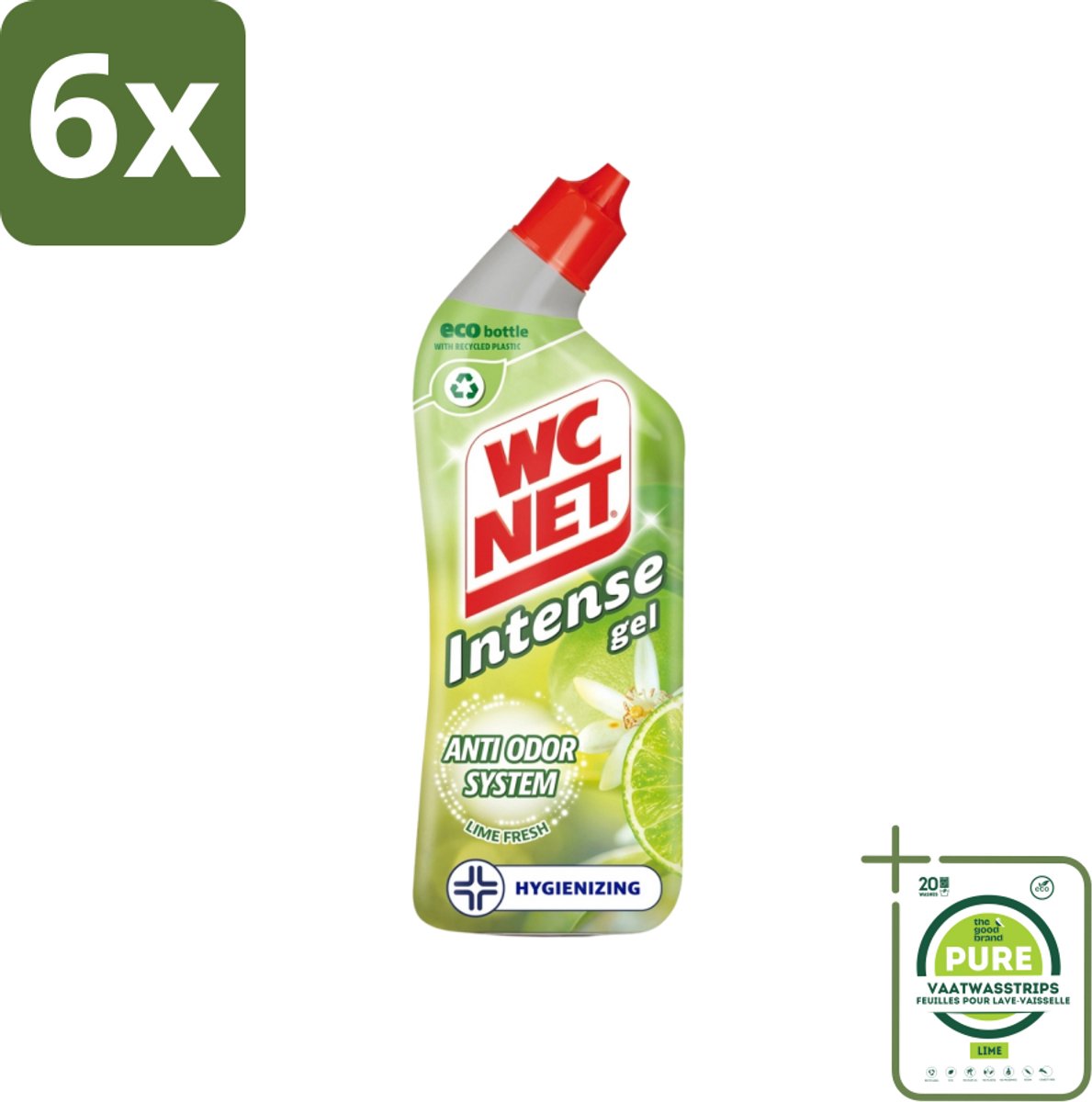 WC Net - Toiletreiniger - Gel - Met Limoen- 750 ml - Voordeelverpakking - 6 stuks - Toilet schoonmaak - Toilet reiniger