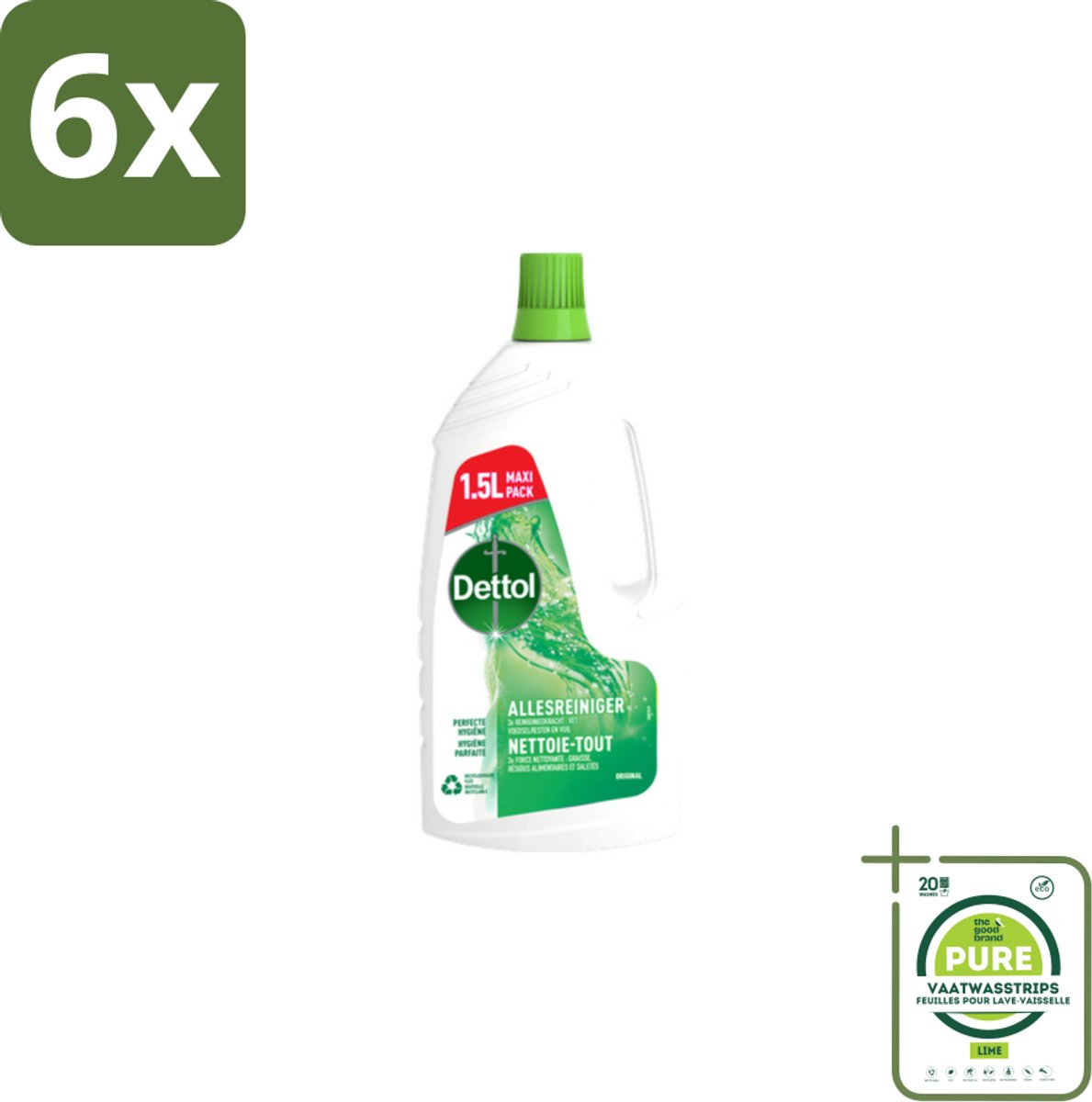Dettol Original - Allesreiniger - Perfecte Hygiëne - 1.5L - Voordeelverpakking - 6 stuks - Allesreiniger - Schoonmaakmiddel