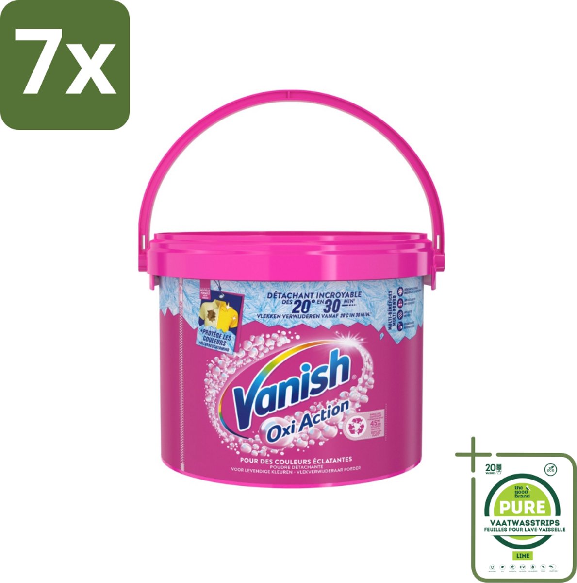 7 x Vanish Oxi Action - Vlekkenverwijderaar Poeder - Levendige Kleuren - Gekleurde Was - 2.7 Kg - Grootverpakking - Vlekkenverwijderaar - Wasverzachter - Kleurbescherming - Wasmiddel - Waspoeder