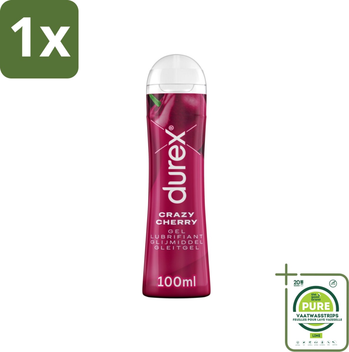 1 x Durex - Crazy Cherry - Glijmiddel - 100 ml - Durex - Lubrifiant - Smeermiddel - Intiem - Massage