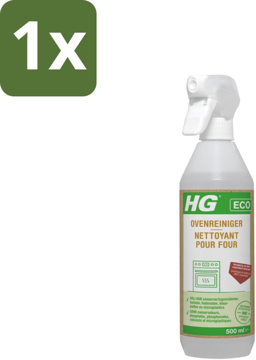1 x HG Eco Ovenreiniger 500 ml - Oven Reinigen - Vet Verwijderen - Oven Reiniger - Eco Oven Reiniger - Aangebrand Vet Verwijderen