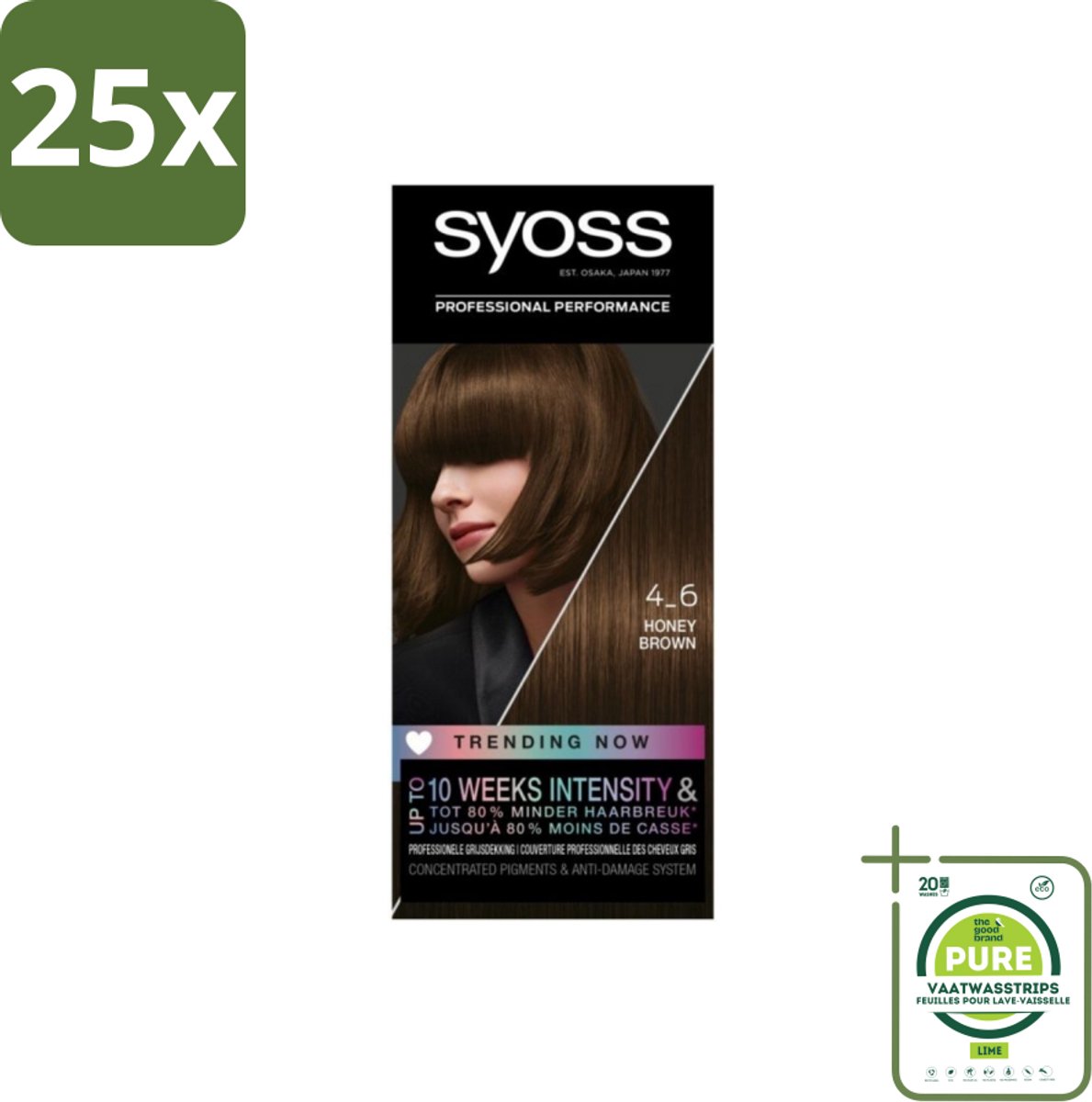 25 x Syoss - Haarverf - 4-6 Honey Brown - 1 Haarkleuring - Grootverpakking - Haarverf - Permanente Haarkleuring - Honingbruin - Syoss - Grijsdekking