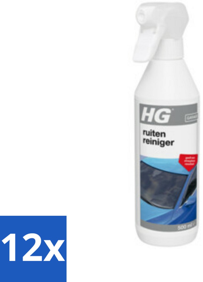 12 x HG Ruitenreiniger 500 ml - Ruitenreiniger - Ruiten Schoonmaken - Streeploos - Auto Ruiten - Caravan Ramen