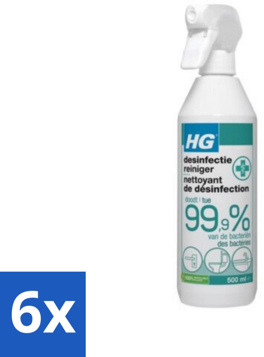6 x HG - Desinfectie Reiniger - Krachtige & Veilige Formule - 500 ml - Desinfecterende Reiniger - Bacteriebestrijding - Schoonmaakmiddel - HG Desinfectie Reiniger - Biologisch Afbreekbaar