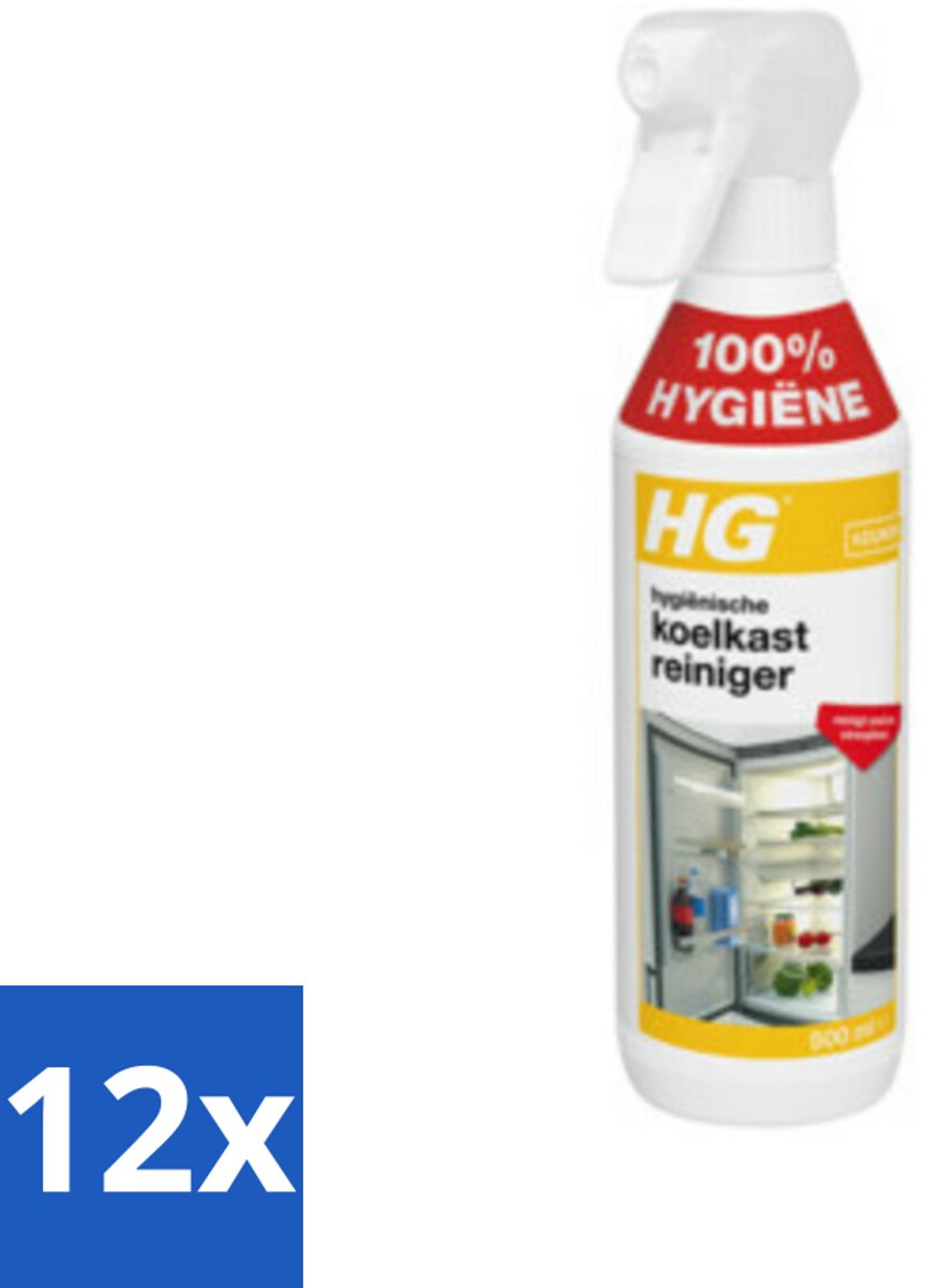 12 x HG Hygienische Koelkast Reiniger 500 ml - Koelkastreiniger - Koelkast Schoonmaken - Hygiënische Koelkast - Snel Drogend - Streeploos Schoonmaken