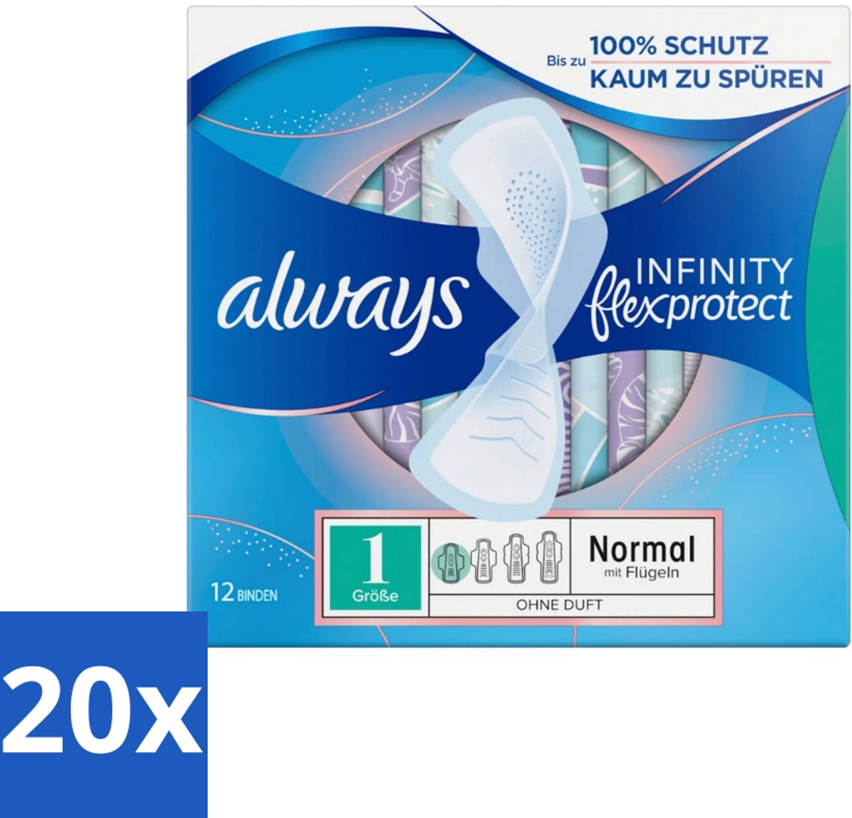 Always – Maandverband – Infinity Normal - 12 Maandverbanden - Bulkverpakking - 20 stuks