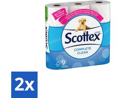 2 x Page Scottex – Toiletpapier – Complete Clean 2-laags – 9 rollen - Toiletpapier - Schone Reiniging - Zachte Lagen - 3D Wave™ - 2-laags