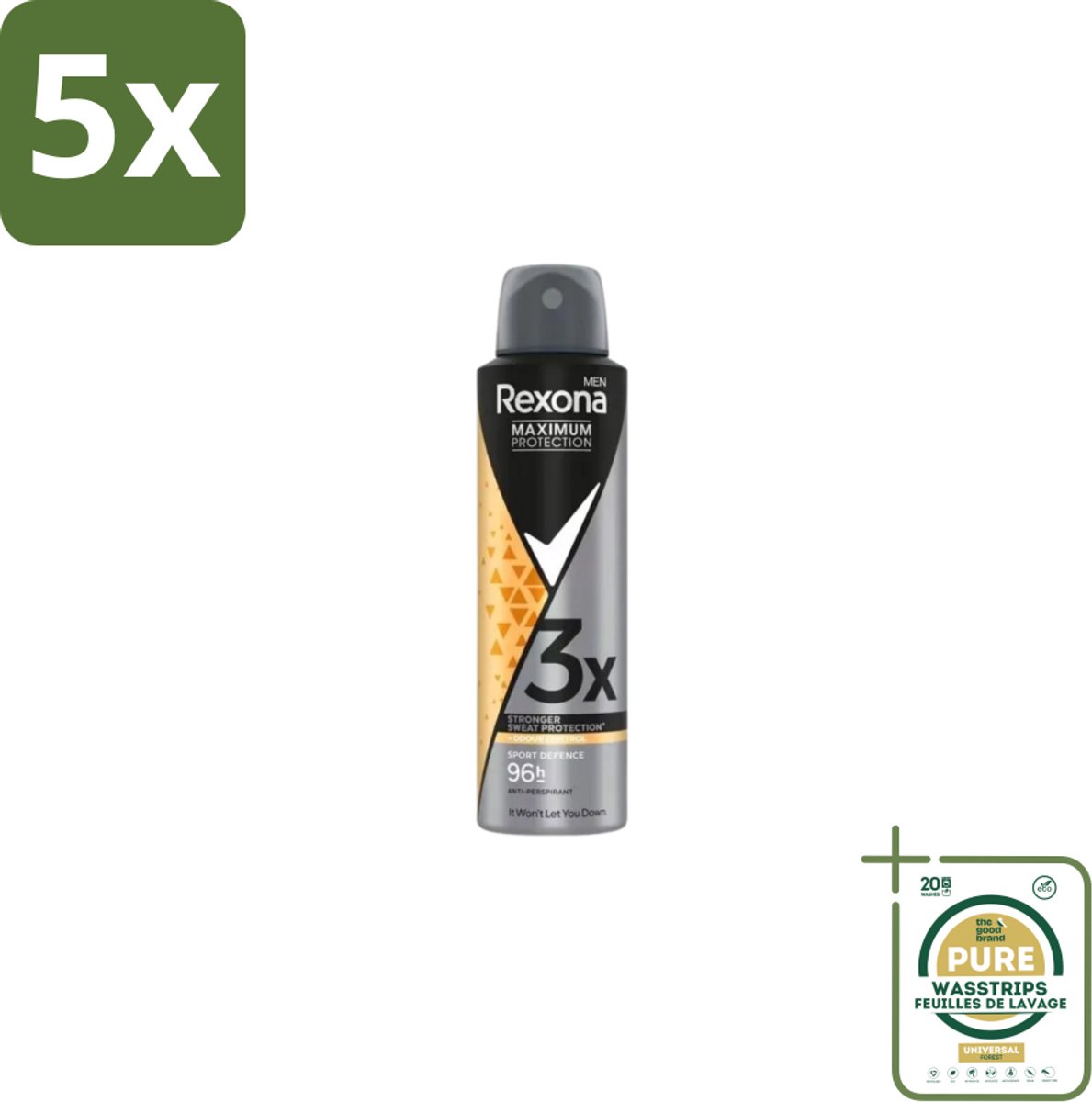 5 x Rexona – Deodorant Spray – Maximum Protection Sport Defence – 150 ml - Grootverpakking - Sport Deodorant - Sportdefensie - Transpiratiebestendig - Frisheid - Sportgeur