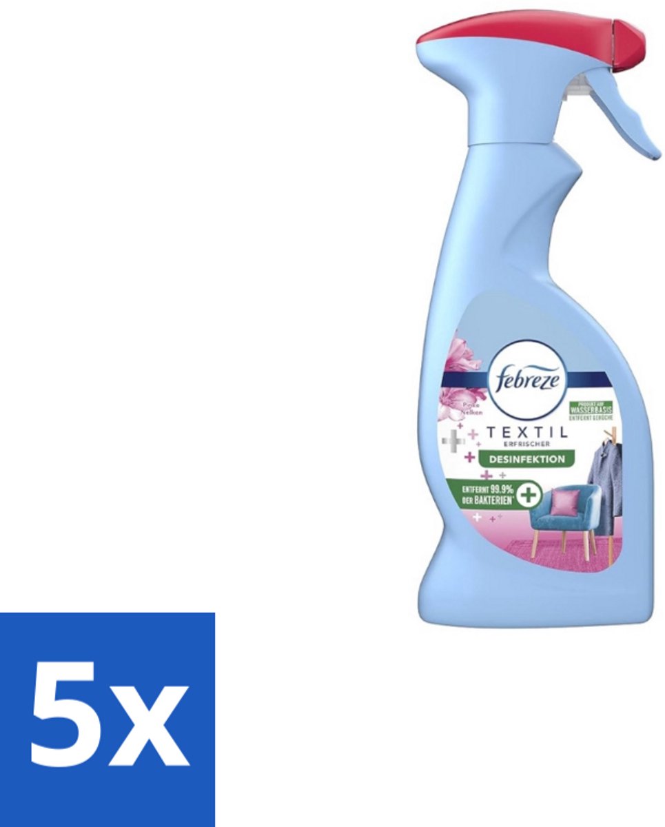 5 x Febreze – Textielspray – Roze Anjers – 375 ml - Voordeelverpakking - 5 stuks