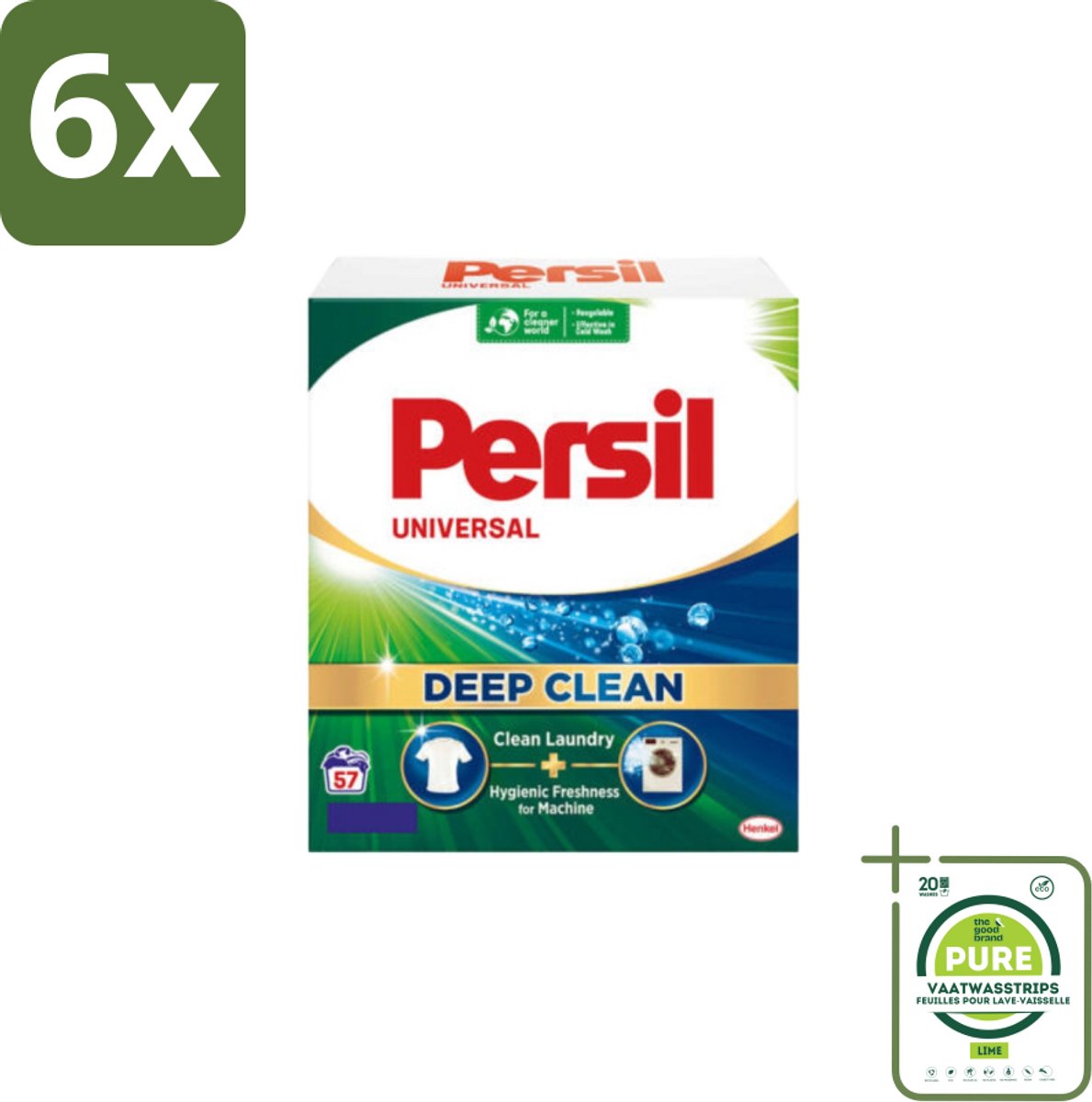 Persil – Waspoeder – Witte Was - 57 Wasbeurten - Voordeelverpakking - 6 stuks - Wasmiddel - Waspoeder