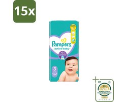 15 x Pampers – Luiers – Active Baby Maat 3 – 54 Luiers - Grootverpakking - Baby Luiers - Droge Nacht - Luchtdoorlatende Luier - Vocht Absorberend - Dermatologisch Getest