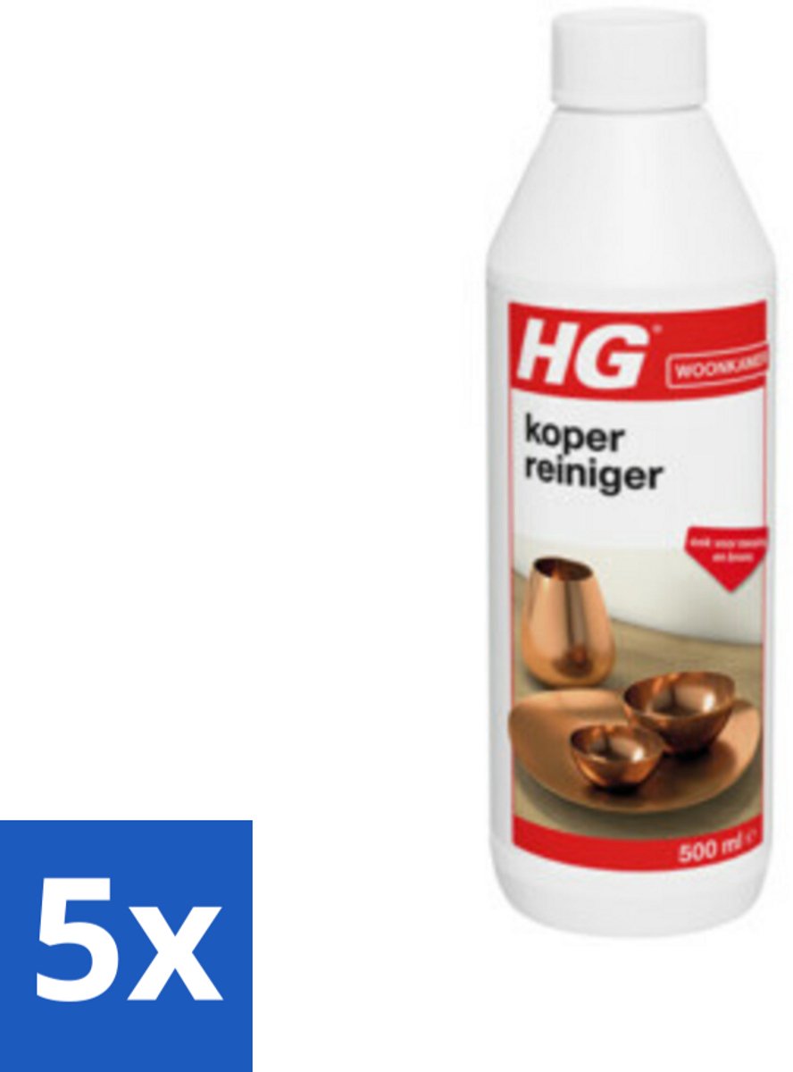5 x HG Koper Reiniger 500 ml - Koper Reinigen - Koper Glans - Messing Reinigen - Bronzen Reinigen - Koper Opschonen