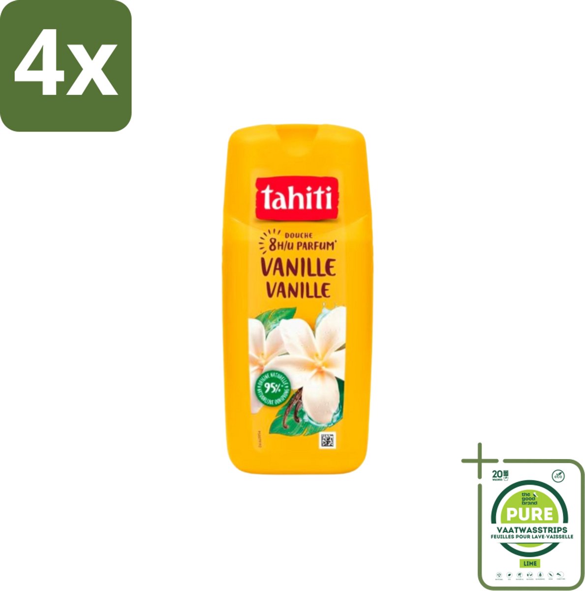 Tahiti – Douchegel – Vanille - 315 ml - Voordeelverpakking - 4 stuks - Douchegel vanille - Warme geur