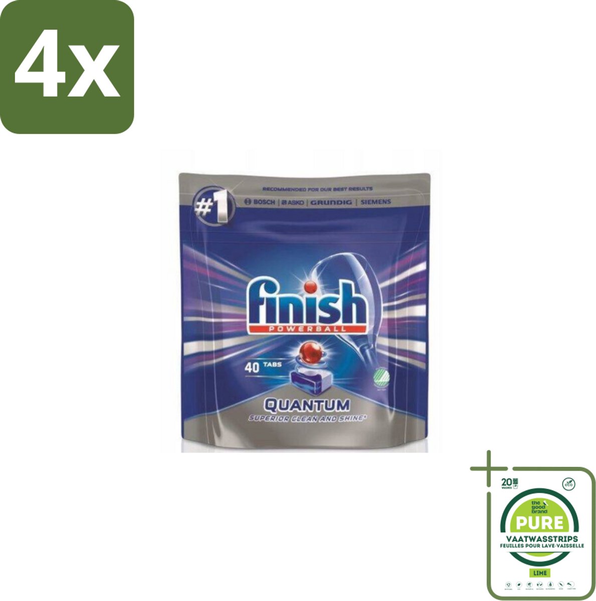 Finish – Vaatwastabletten – Quantum Regular – 40 Capsules - Voordeelverpakking - 4 stuks - Vaatwastabletten - Vaatwasser