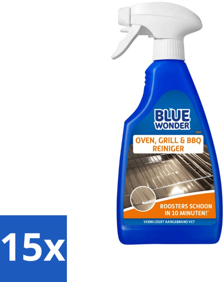 15 x Blue Wonder Oven & Grillreiniger 500 ml - Oven Reinigen - Grill Reinigen - BBQ Reinigen - Vet Verwijderen - Vuil Verwijderen