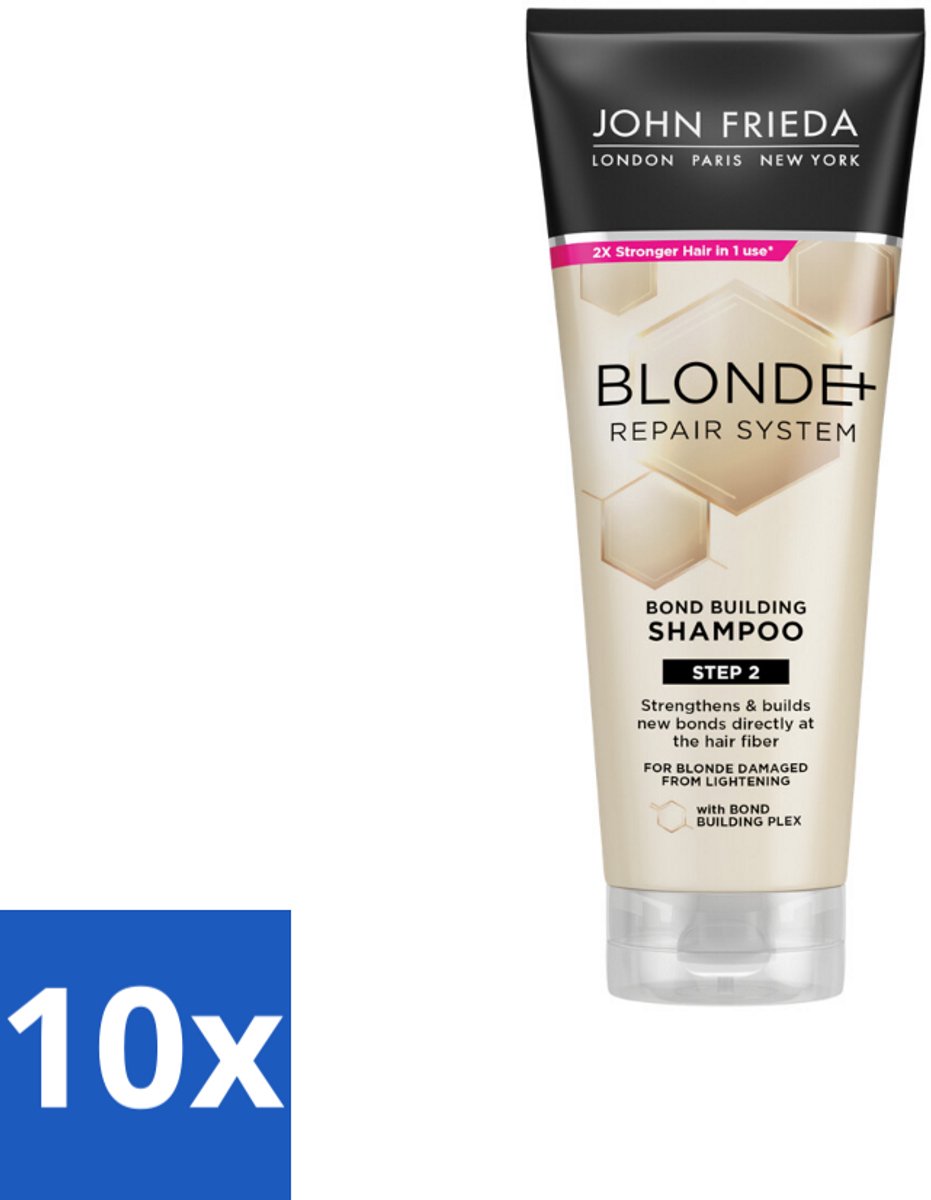 10 x John Frieda – Shampoo – Blonde+ Repair Bond Building – Herstellend – 250 ml - Koffiezetapparaat