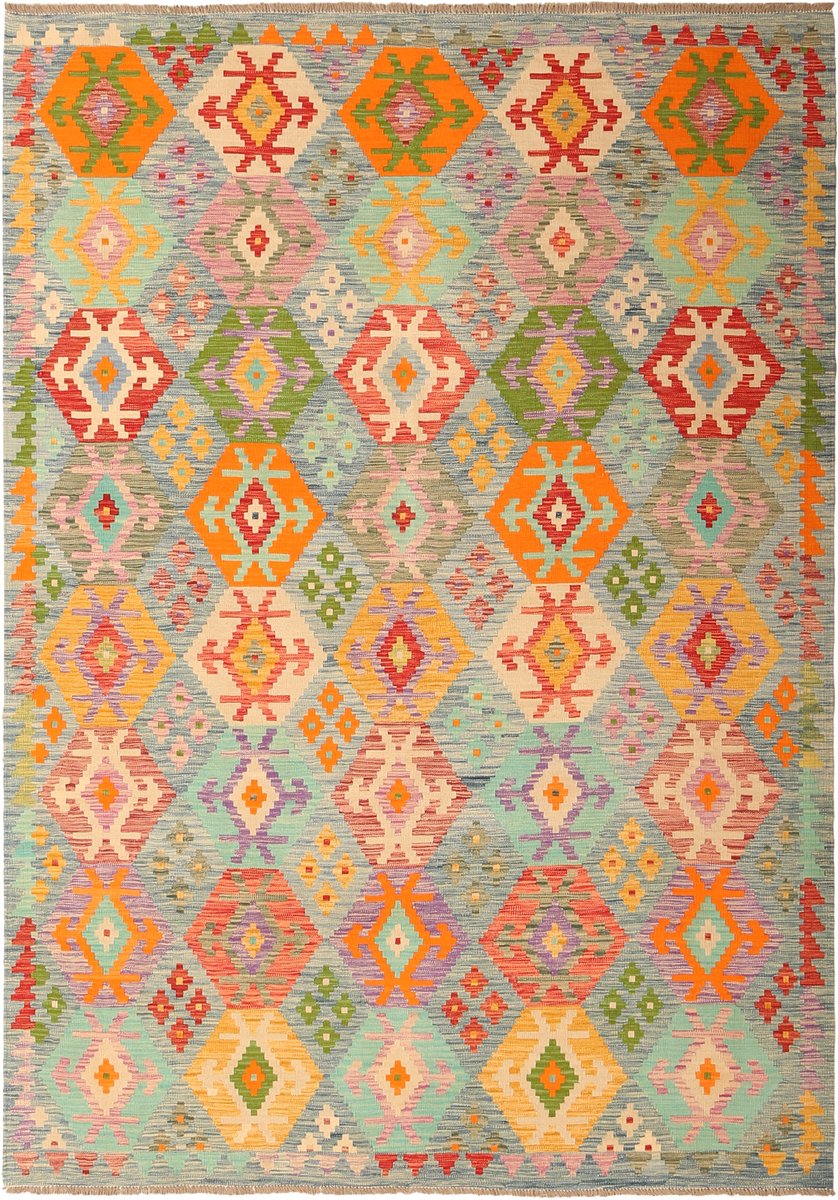 Handgemaakte Traditionele Tribale Geometrische Platweef Tapijt
