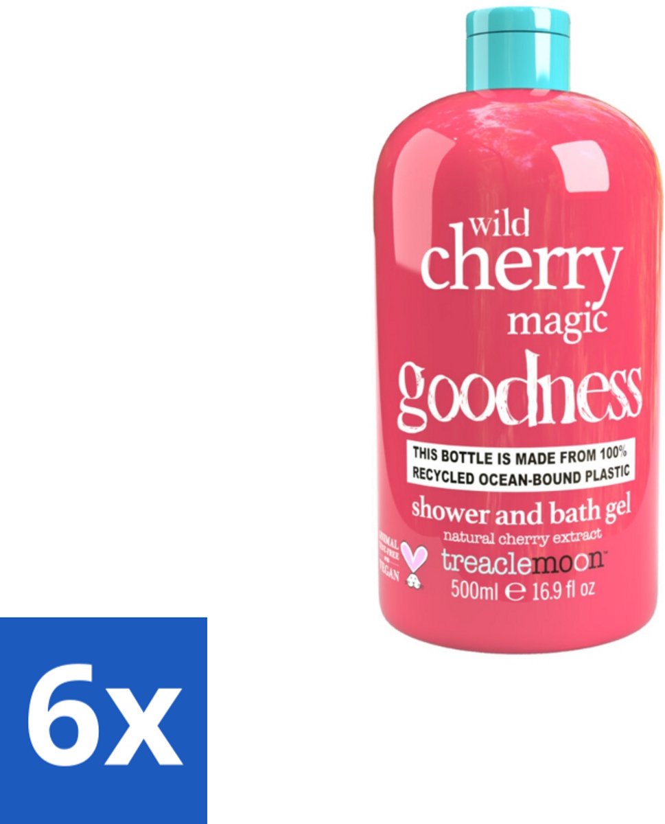 6 x Treaclemoon – Douchegel – Wild Cherry Magic – 500 ml - Douchegel - Kersen Geur - Fruitige Geur - Zachte Huid - Reinigende Douchegel