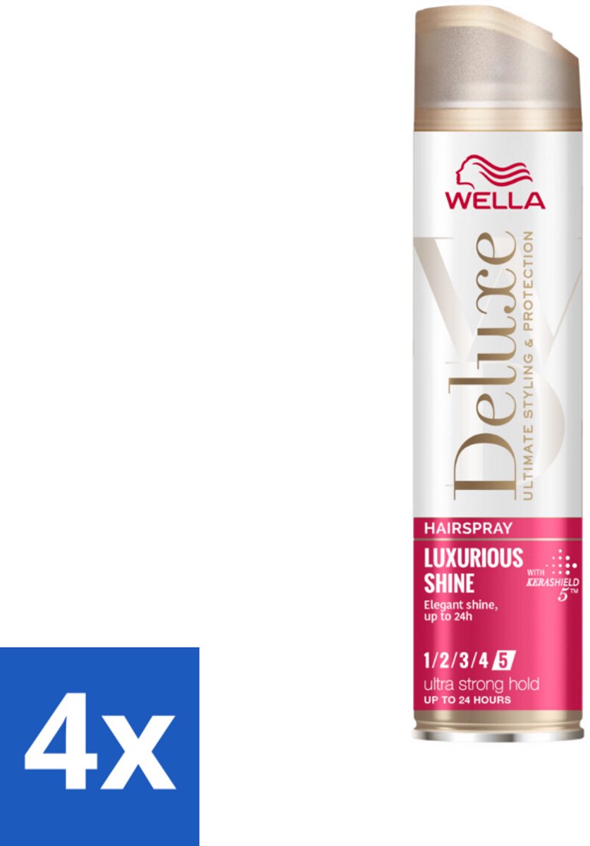 4 x Wella – Deluxe Luxurious Shine – Haarspray – 250 ml - Haarspray - Glans - UV Bescherming - Anti-pluis - Hittebescherming