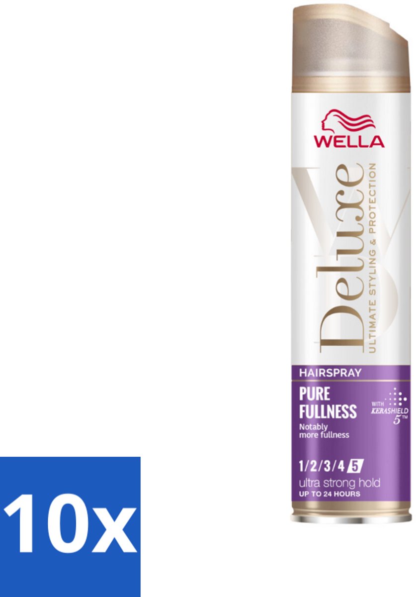 10 x Wella – Deluxe Pure Fullness – Haarspray – 250 ml - Haarspray - Volume - Glans - Hittebescherming - UV Bescherming