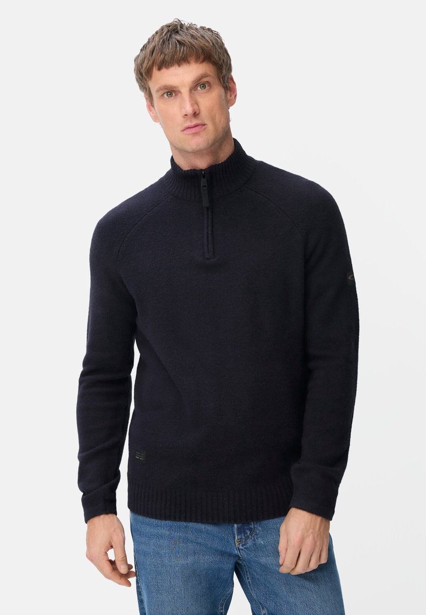 camel active Lichte trui met col met ritssluiting - Maat menswear-L - Marineblauw
