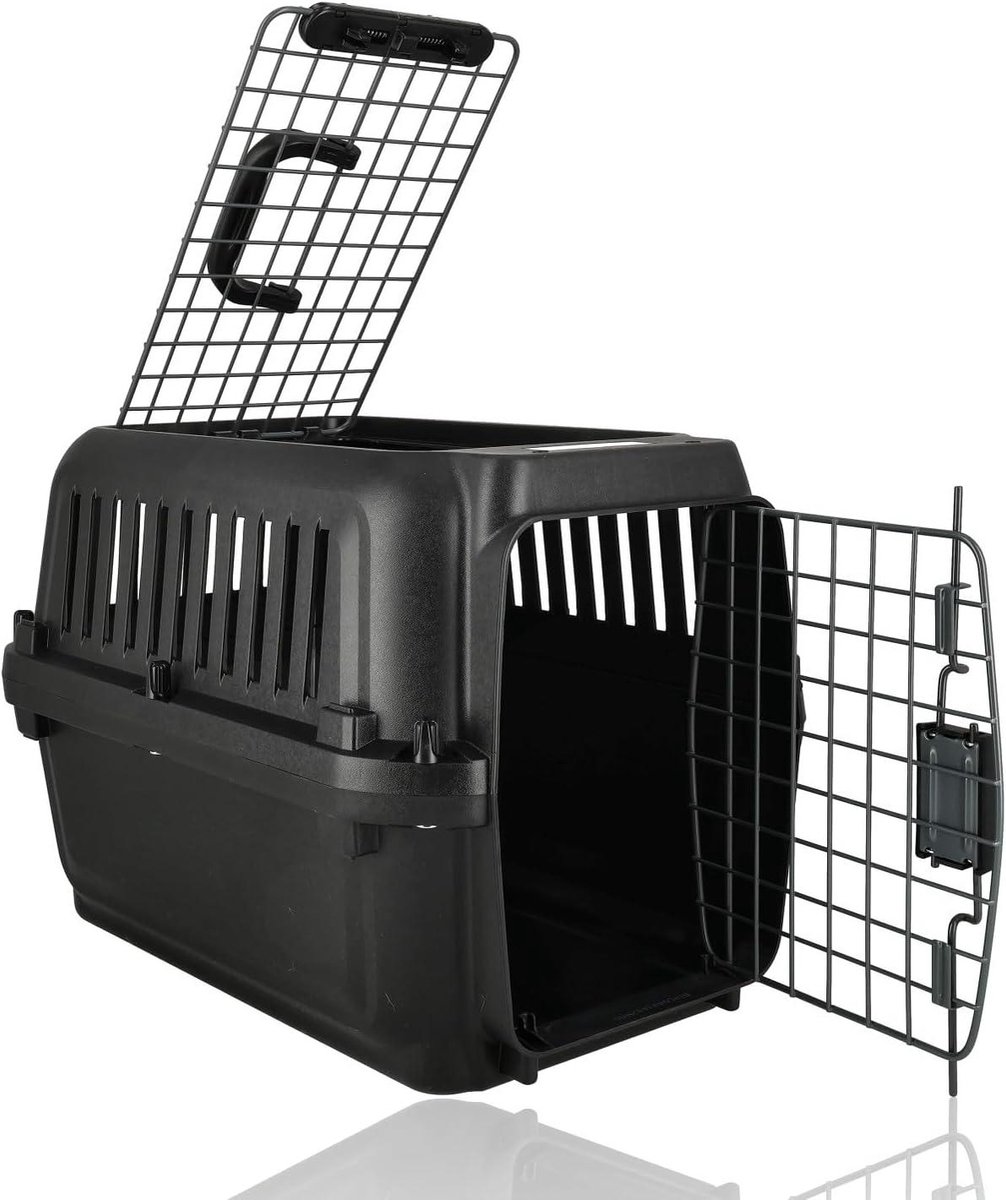 Dieren Transportbox - Reismand Huisdier - Veilig Vervoer - Afsluitbare Deurventilatie - 50x35x34 cm - Zwart
