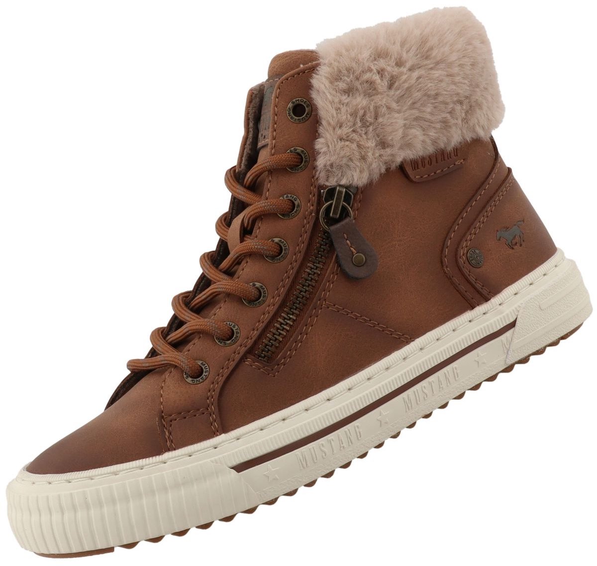 Mustang dames hoge sneaker bruin