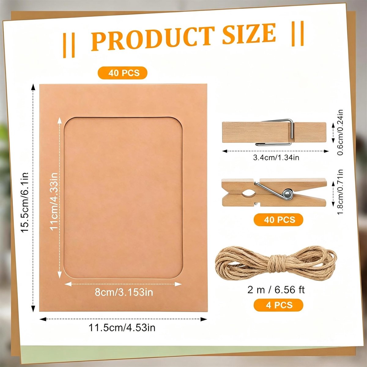 SERAVA Set of 40 Kraft Paper Photo Frames 10x15 cm Photo Garland - ShopVlot