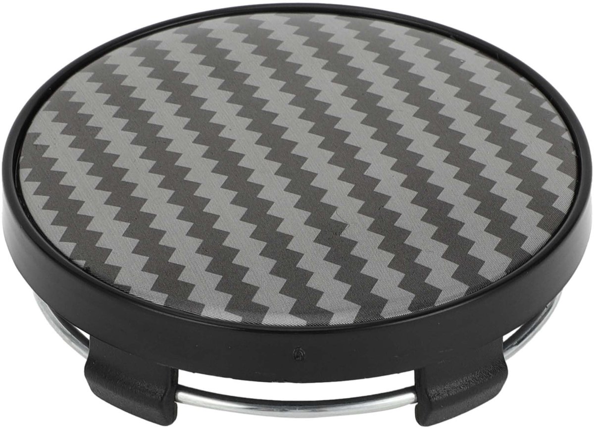 A ABSOPRO 60 mm 2.36" Carbon Fiber Pattern Black Universal Car Wheel Hub Center Caps Wheel Hub Caps Covers Protectors - ShopVlot